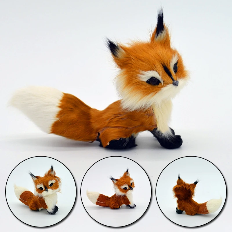 

PVC +Faux Plush simulation small crooked head fox fox ornaments simulation animal home decoration model small ornaments J6A5247
