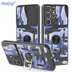 Противоударный чехол для Samsung S21 Note 20, Ультратонкий чехол с подставкой для защиты камеры, камуфляжный чехол для телефона Galaxy A52 A72