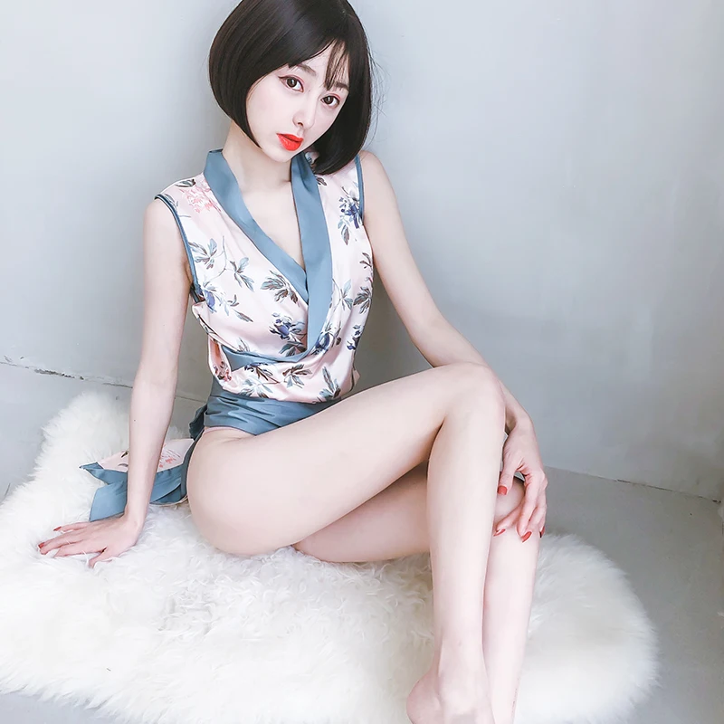 Пижама-кимоно Женская в стиле ретро с принтом тушью | Тематическая одежда и