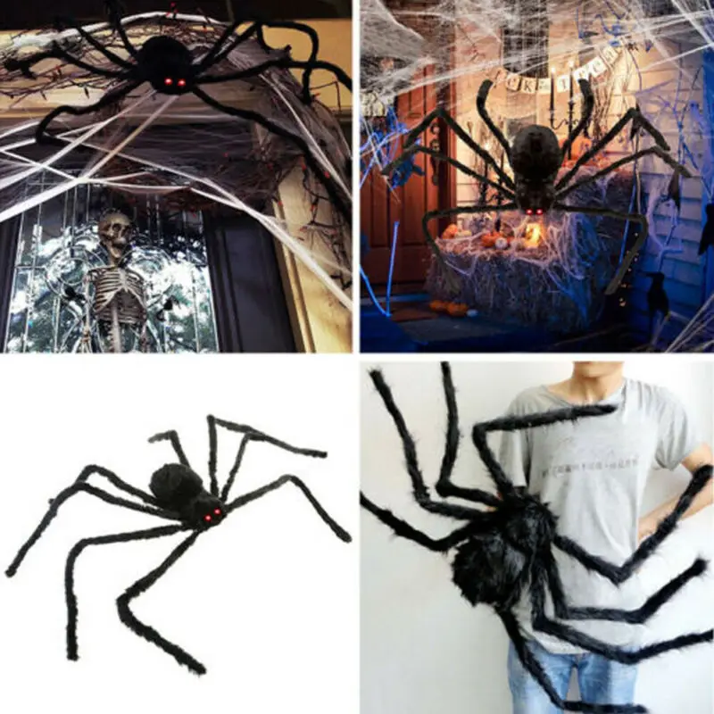 Halloween Large Size Plush Spider Made of Wire and Scary Funny Party Decor Haunted House Props Colorful Spiders | Дом и сад