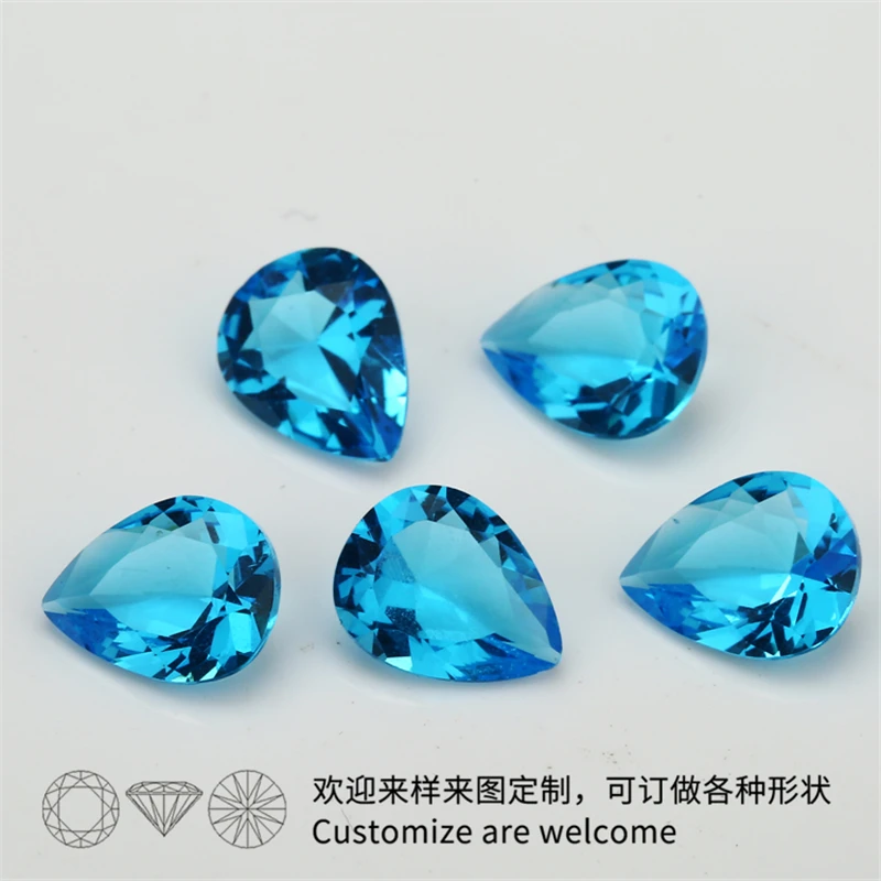 50 шт. 2x3 13x18mm Груша Форма Свободно сидящий стеклянный камень розовый красный цвет