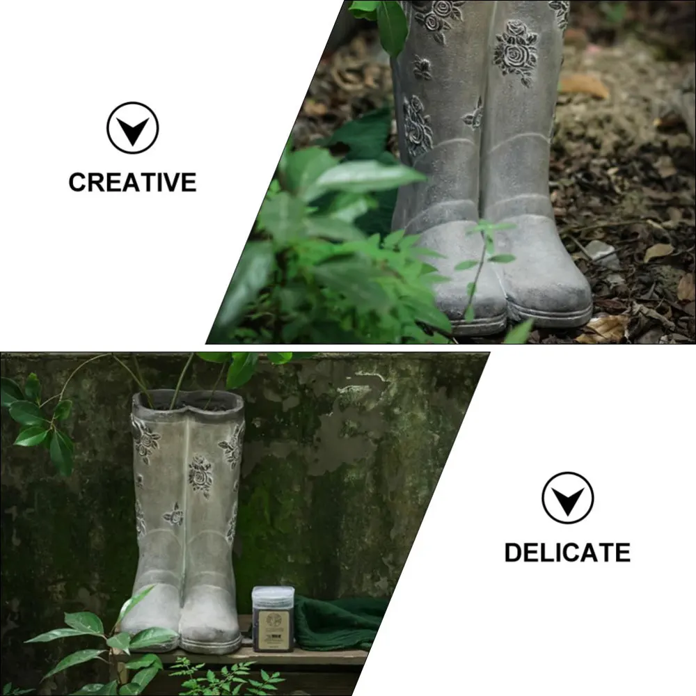 

1Pc Decorative Flowerpot Garden Plant Pot Rainshoes Shaped Flower Implement Gray