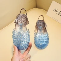 children fashion crystal sandals candy color casual shoes flat heel new jelly childrens shoes pvc soft baby boy beach sandals