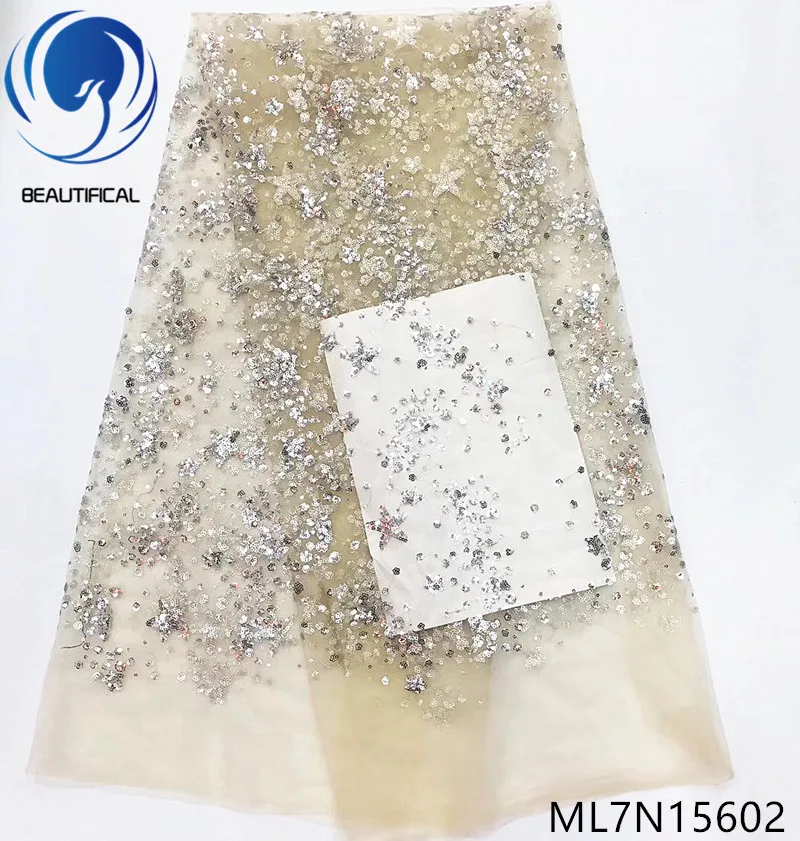 Красивая африканская Кружевная Ткань 5 ярдов многослойная кружевная ткань с