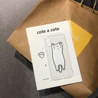 japanese kawaii dance cat cute phone case for iphone 13 12 11 pro max 7 8 plus x xr xs max 12 11 7plus case clear silicone cover