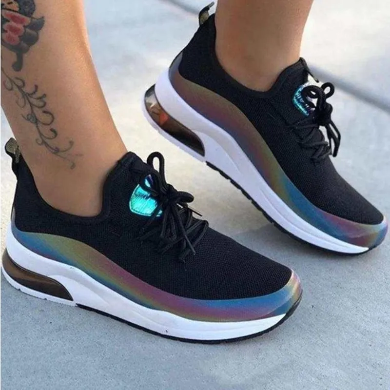 

Classics Women Vulcanized Shoes Casual Plus Size 35-43 Sneakers Soft Soled Running Shoes Ladies Shoes Lace-up Fly Weave Shoes