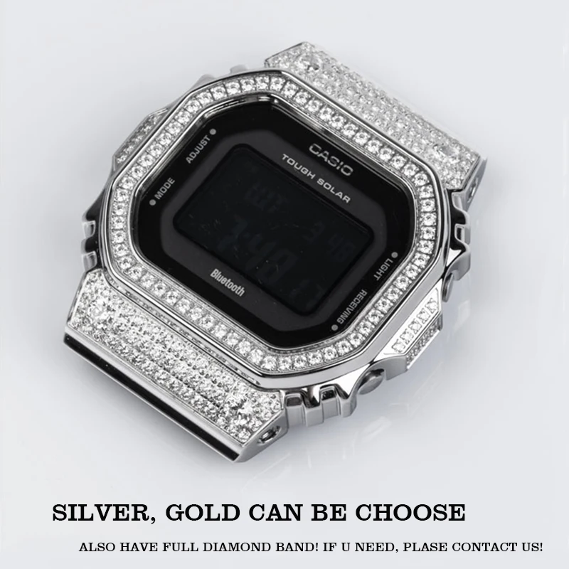 Алмазный металлический чехол для часов DW5600/5610 DW5000 из нержавеющей стали с рамкой для часов