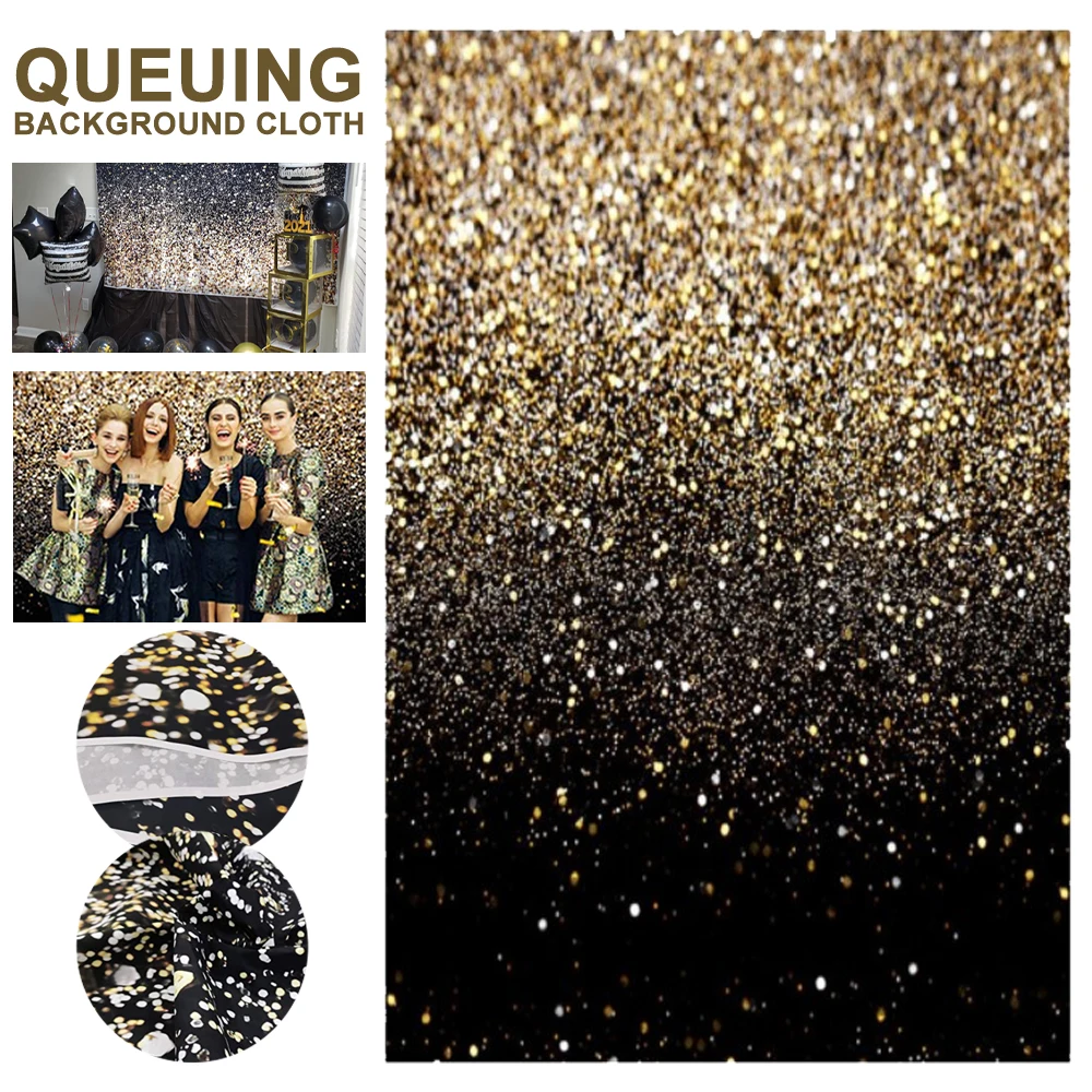 

New Glitter Gold Background Birthday Party Background Photo Studio Black Party Party Decoration Background Party Studio Props