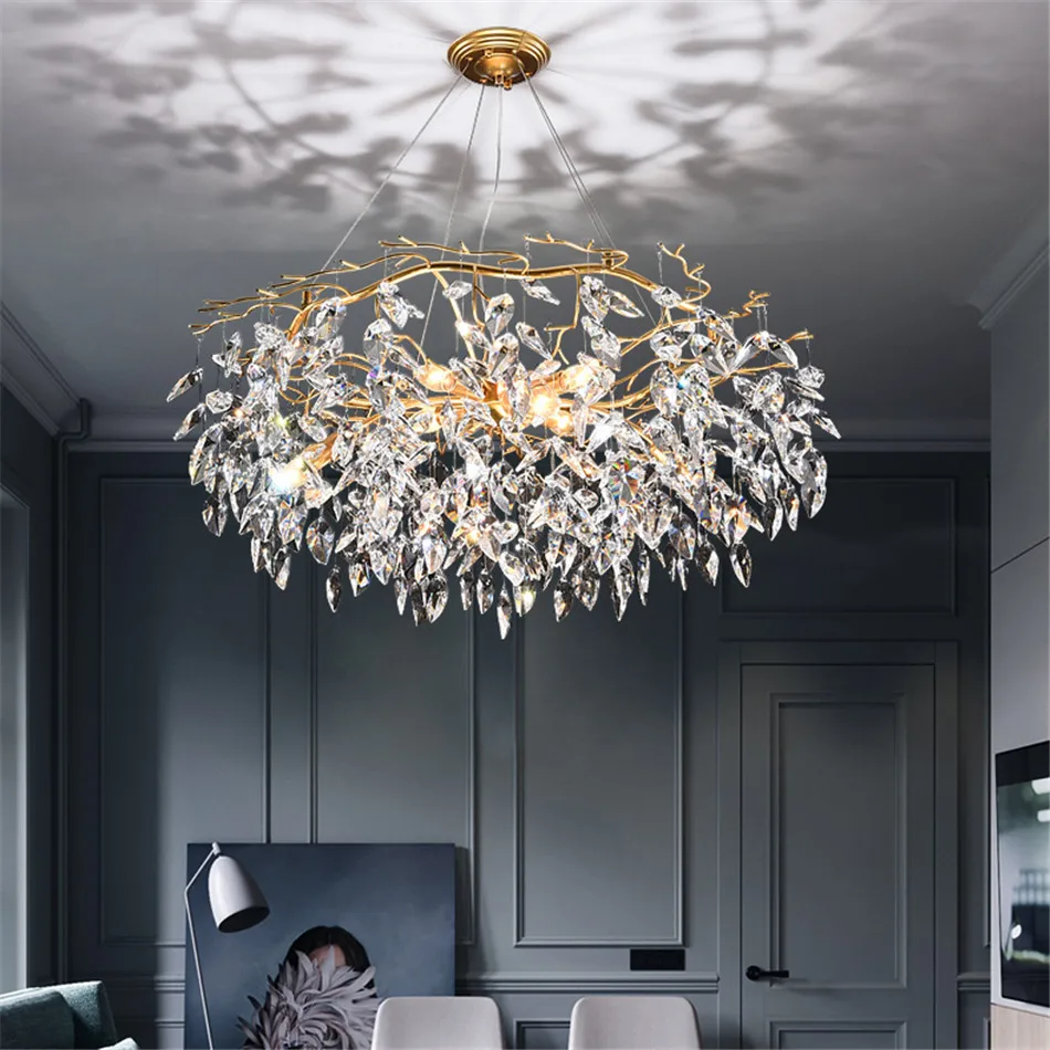 

Modern Luxury Gold Crystal Chandelier Lighting Nordic Large Lustre Hanging Lamp Living Room Hotel Hall Art Decor Light Fixtures