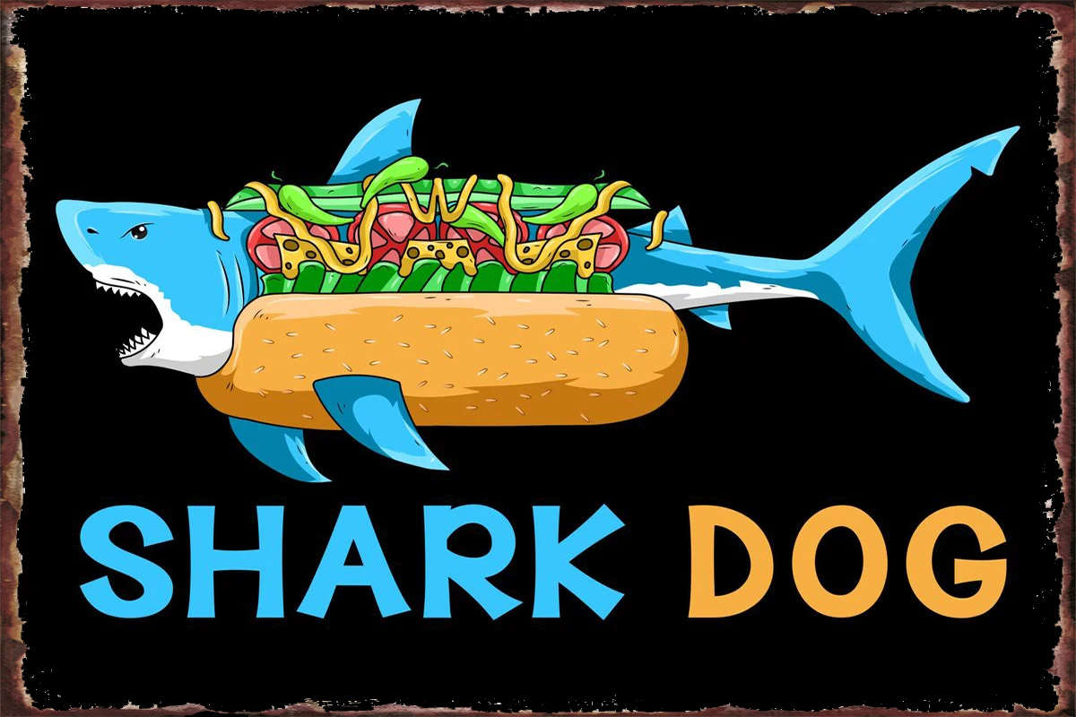 

Shark Hot Dog Metal Sign Tin Sign Tin Plates Wall Decor Room Decoration Retro Vintage For Art Man Cave Cafe Pub Home Club