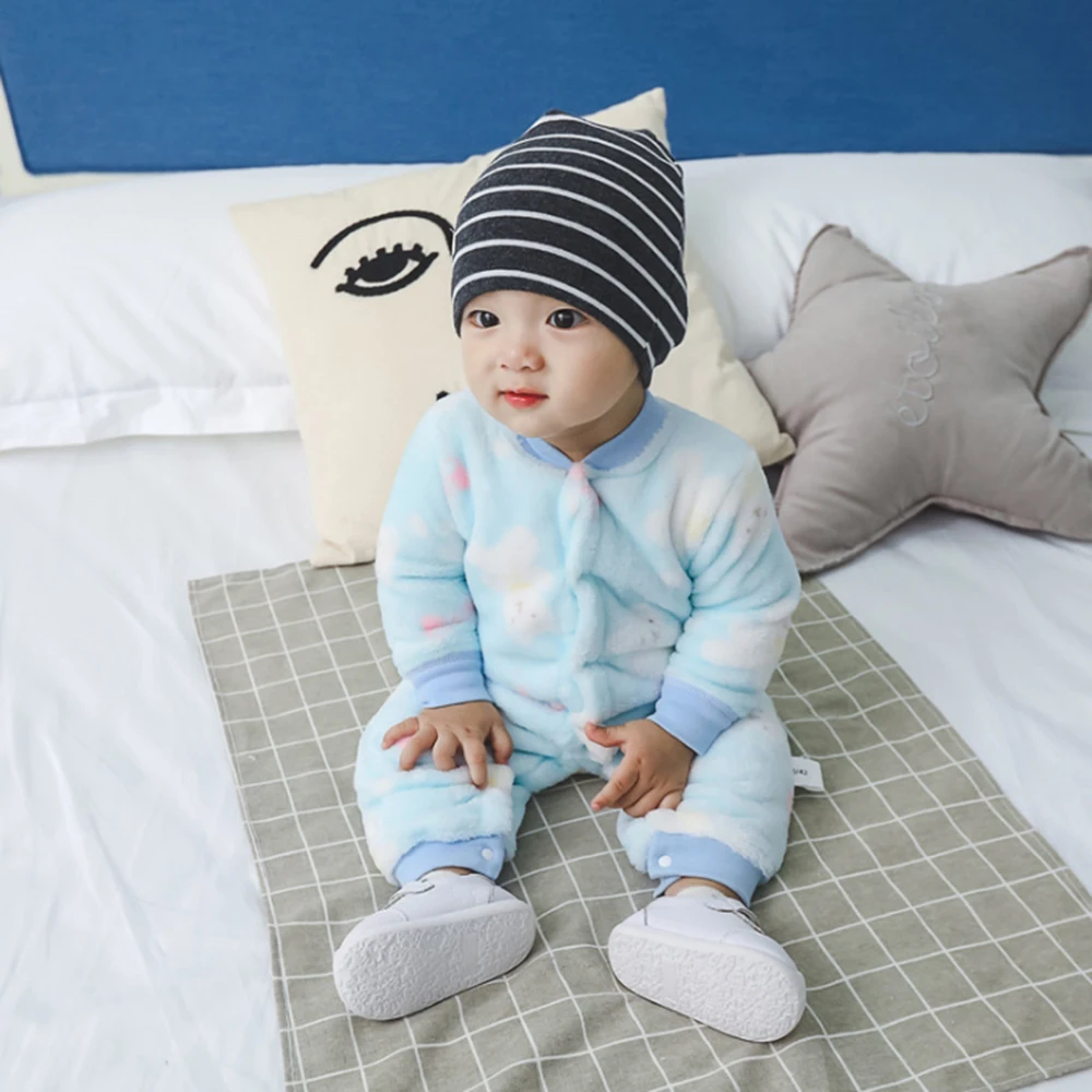 CALOFE Baby Rompers Winter Warm Longsleeve Coral Fleece Newborn Baby Boy Girl Clothes Infant Jumpsuit Animal Overall Pajamas