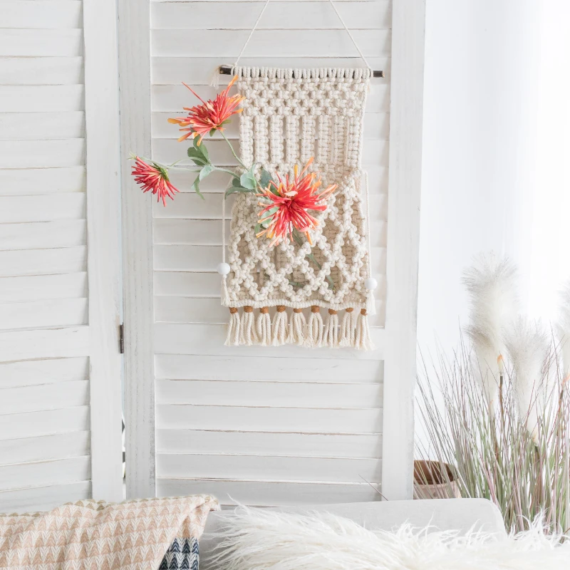 Макраме-органайзер Настенный декор Висячие гобелены книга цветочный дисплей