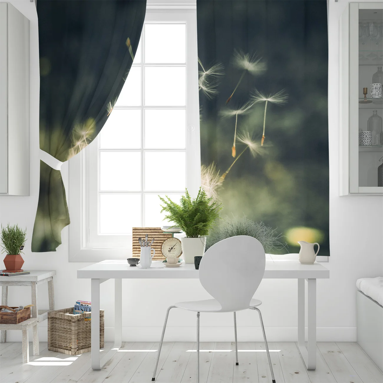 Маленькие свежие оконные шторы с одуванчиком для гостиной и кухни современные