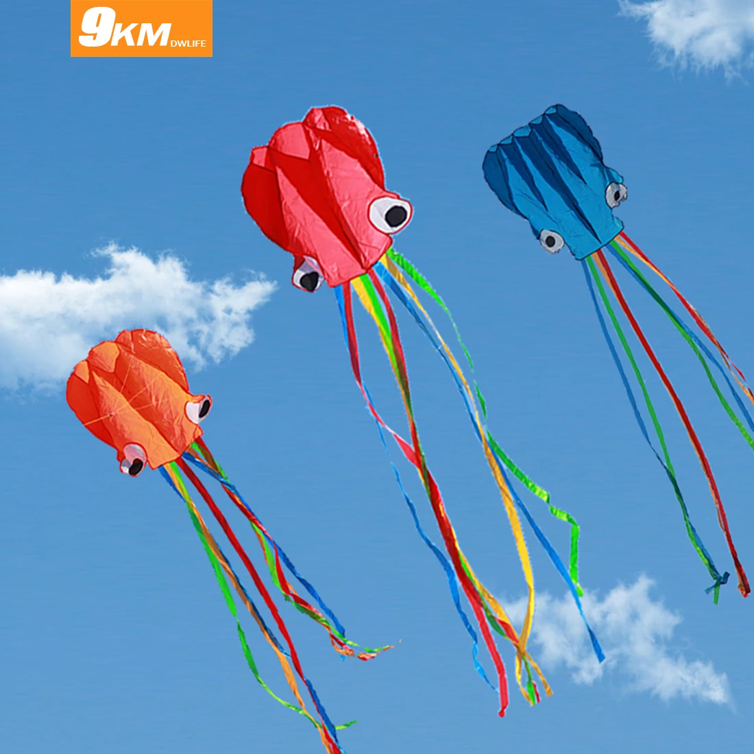 

9KM DWLIFE Software Octopus Kite Outdoor Beach Park Single Line Kite with Long Colorful Tail for Kids Easy To Fly 4M / 157-Inch