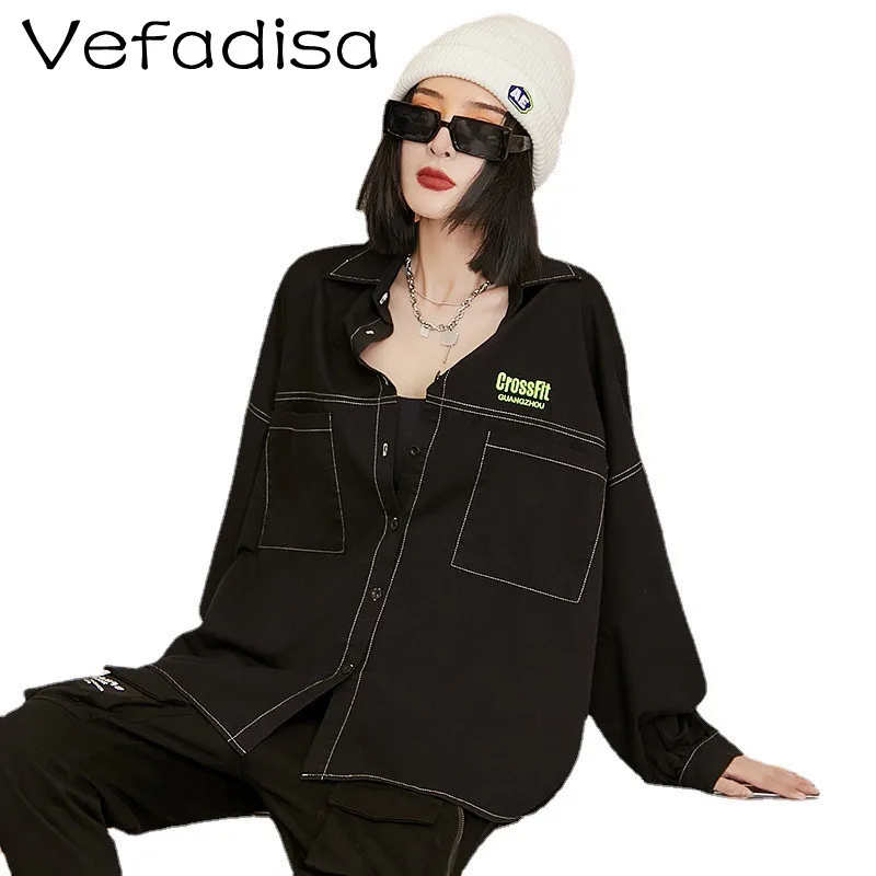 

Vefadisa 2021 Spring And Autumn New Women Clothing Letter Print Long-sleeved Shirt Casual Loose Niche Shirt Jacket TT046