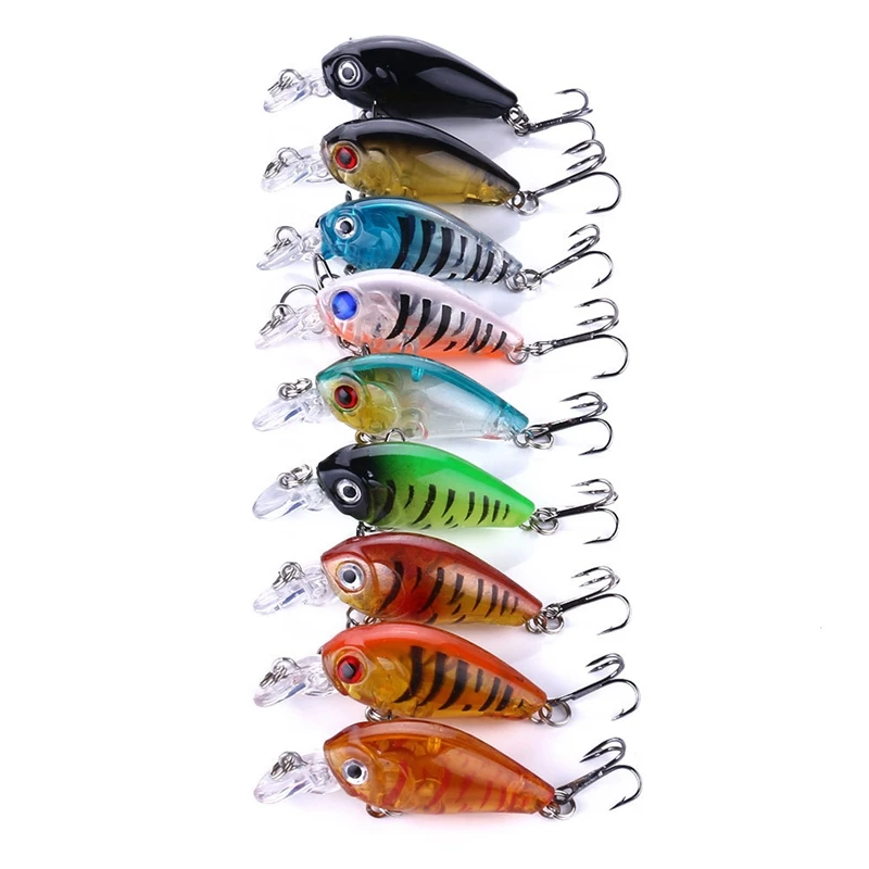 

Mixed Colors Fishing Lure Set 9Pcs 4G 4.5cm Baits Kit Wobbler Crankbaits Treble Hooks Fishing Tackle Hard Bait