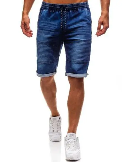 

Men's New Summer Bermuda Biker Jeans Short Fashion Streetwear Men Hip Hop Loose Drawstring Casual Blue Denim Beach Shorts