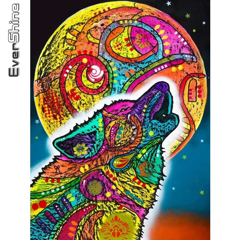 

Алмазная вышивка Evershine с волком, набор для красочной мозаики, алмазная живопись, картина Стразы с животными, Новое поступление, 5D, сделай сам,...