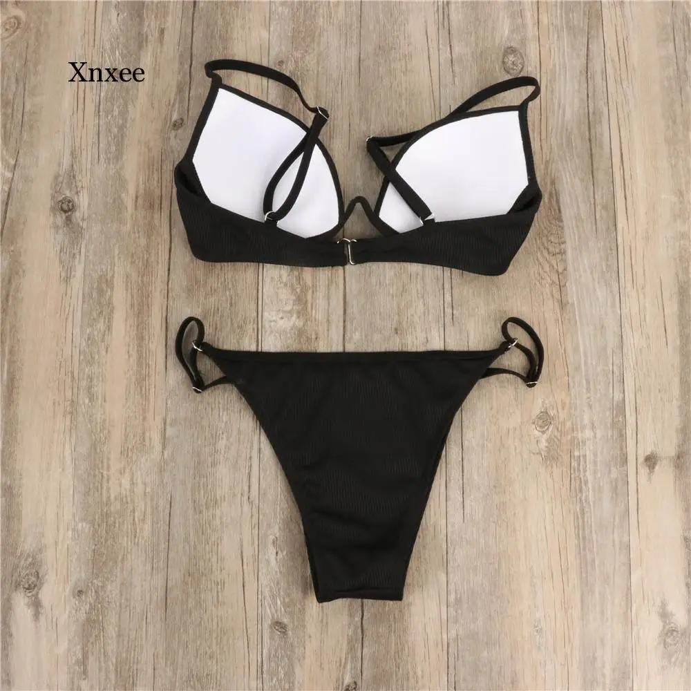 

Sexy V-Bar Underwired Bikini Female Swimsuit Women Swimwear Two-Piece V Shape Wire Bikini Set Bather Bathing Suit Swim Clothing