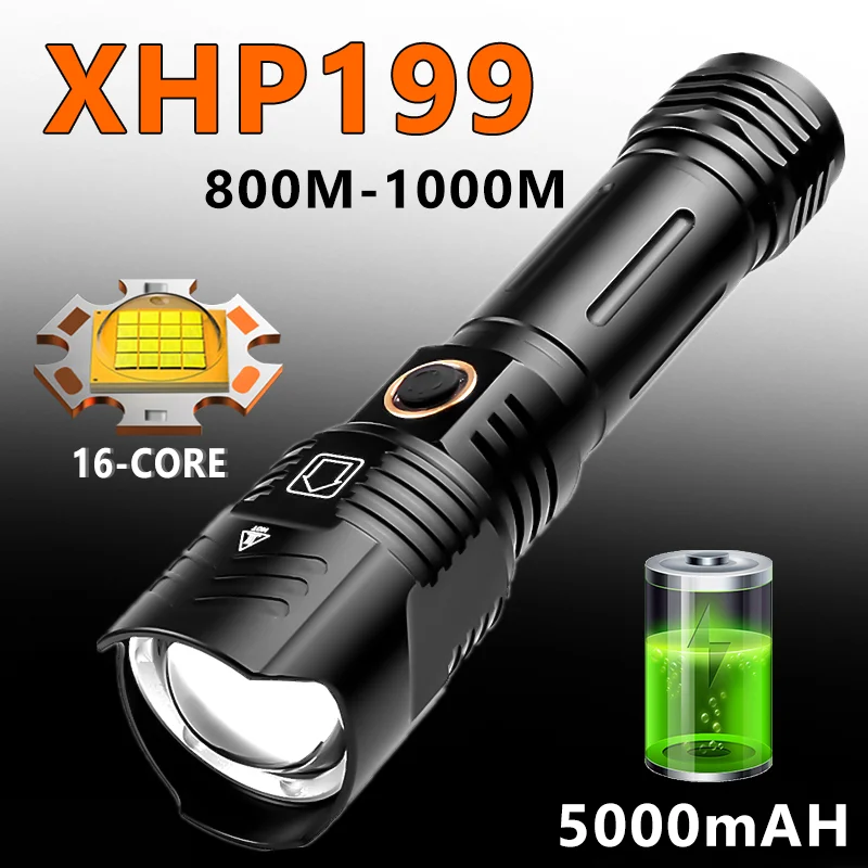 Улучсветильник мощный светодиодный фонарик XHP199 USB зарядка масштабируемый фонарь