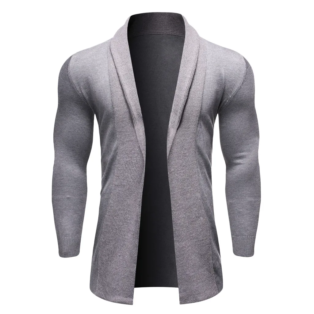 Men's Casual Solid Knit Trench Coat Jacket Cardigan Long Sleeve Outwear Blouse Men Top |