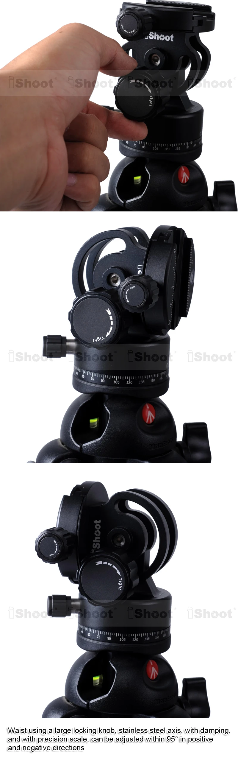 IShoot цельнометаллический 2D 360 панорама панорамные зажимные губки шаровая Головка для камеры Arca Fit БЫСТРОРАЗЪЕМНАЯ подставка на трех ножках монопод