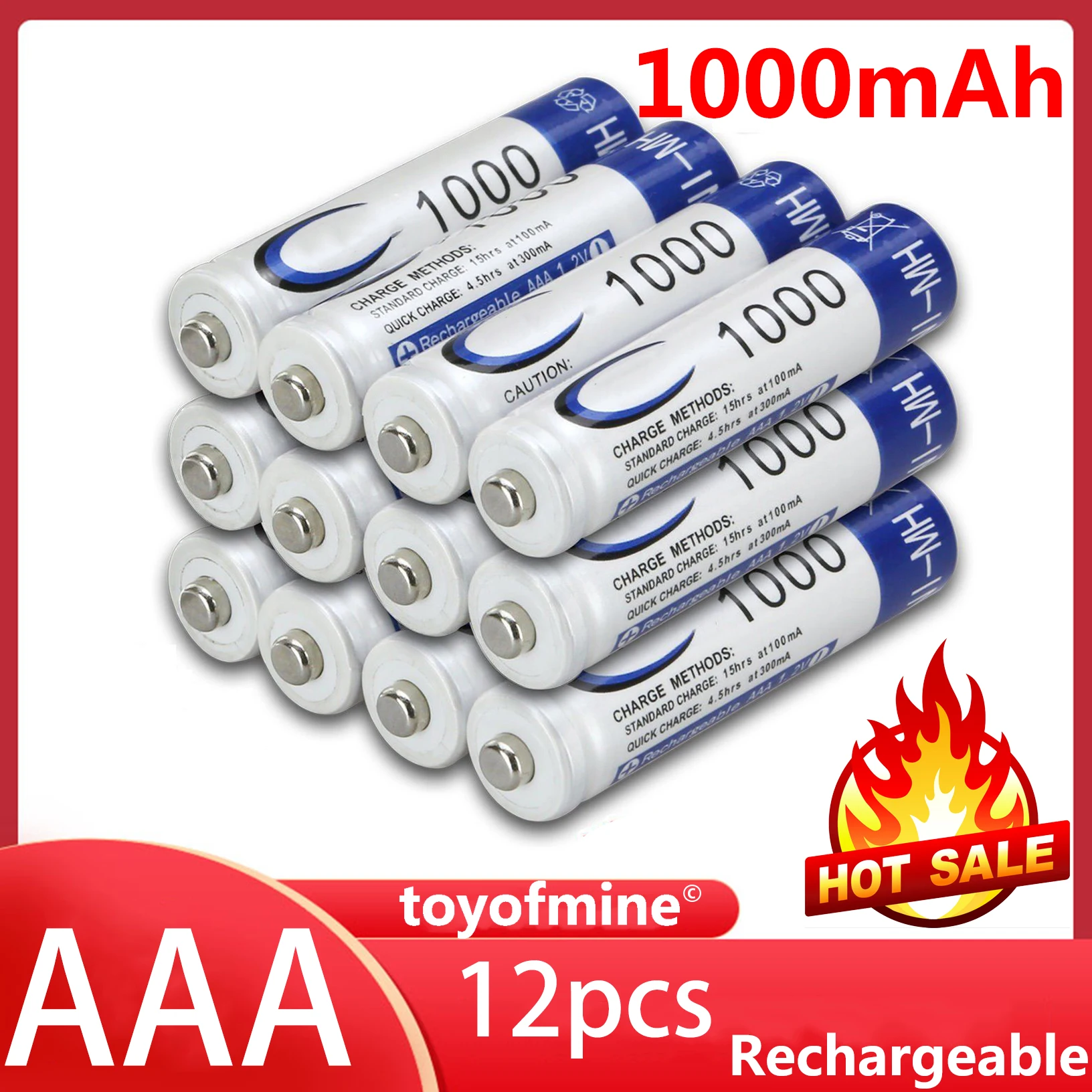 

12pcs 1.2v NIMH AAA 3A 1000mah AAA Battery Rechargeable Battery ni-mh batteries battery rechargeable
