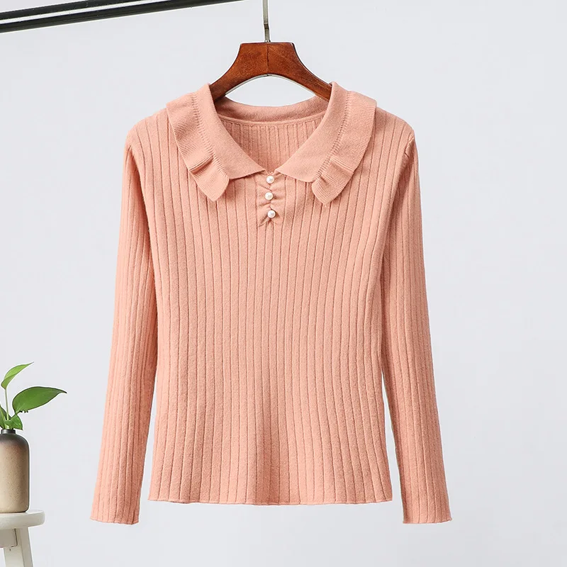 Зимний базовый вязаный свитер SINGRAIN Модный трикотажный с жемчужными пуговицами