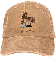 unisex brown cow vintage washed twill baseball caps adjustable hats funny humor irony graphics of adult gift natural