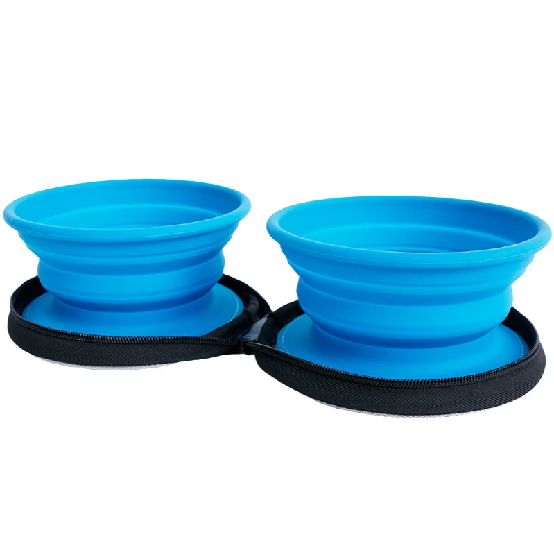 

Folding Portable Double Bowls For Dogs Outdoor Travel Camping Food Feeder Water Drinking Pet Feeding Accessories Pet Supplies