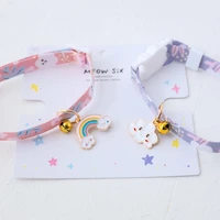 1pcs pet collar cloud rainbow pendant cat dog engraving personal adjustable safe buckle bell collar for kitten puppy 18 32cm