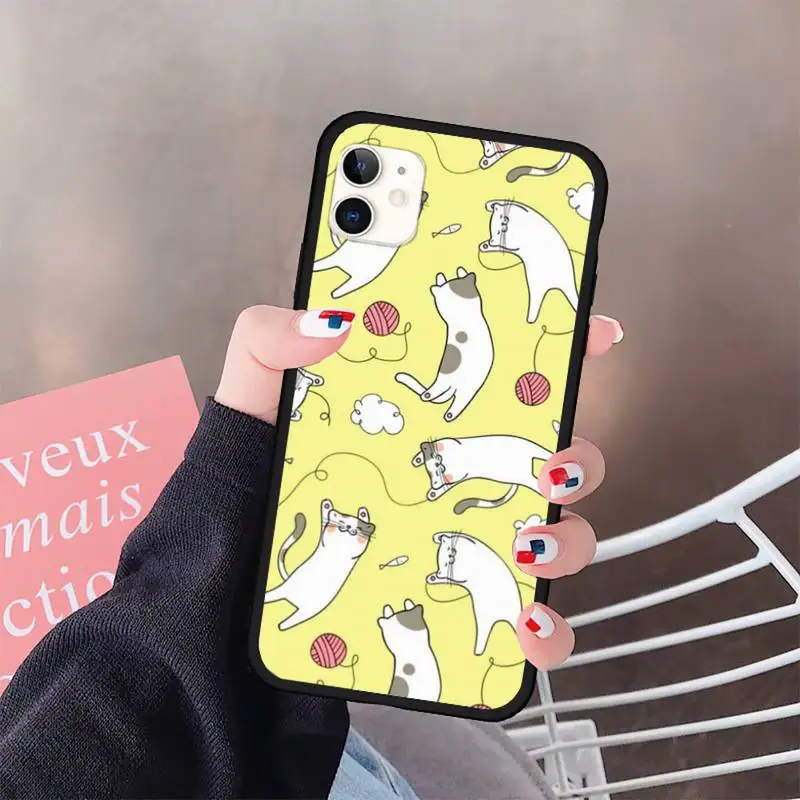 

Colorful Cute cat Pattern Phone Case for iPhone 11 12 pro XS MAX 8 7 6 6S Plus X 5S SE 2020 XR