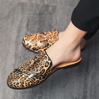 leather slippers men shoes beach sandals for men zapatos de los hombres zapatillas leopard mule shoes fashion beach shoes slides