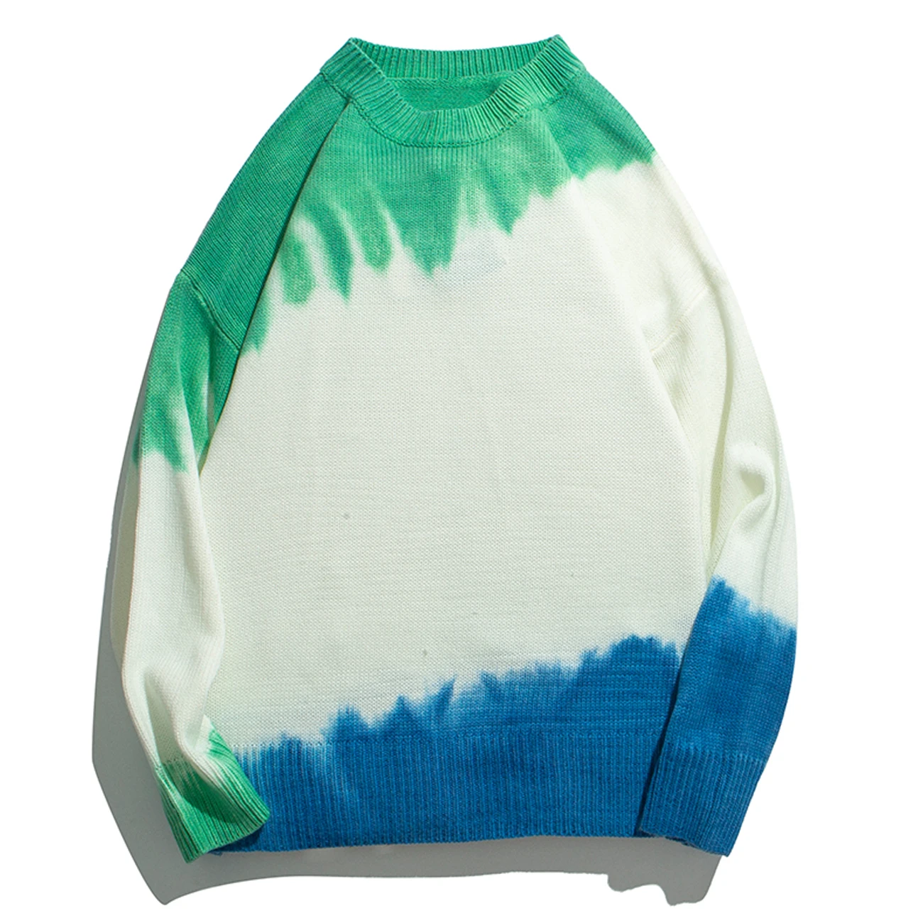 Мужской трикотажный свитер в стиле хип-хоп Свободный пуловер пэчворк с цветными