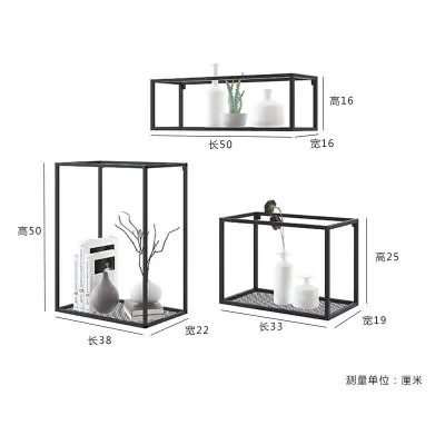

Nordic decorative frame wall shelf living room wall creative lattice wall mount bedroom loft wrought iron bookshelf