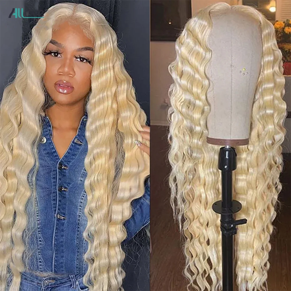 30inch 613 Lace Front Wig Brazilian Deep Wave Frontal Wig HD Lace Frontal Wig Blonde Lace Front Wig Human Hair Wigs For Women