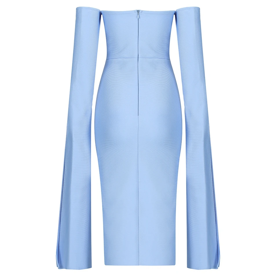 Бандажное черное платье голубого цвета на осень 2020 женское сексуальное с