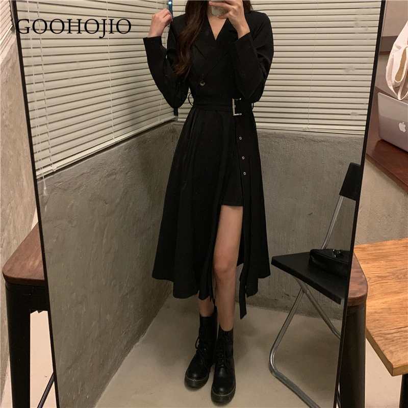 

GOOHOJIO 2021 Spring and Autumn Mid-length A-line Dress Women High Waist Temperament Dresses for Women Fashionable Women Dress