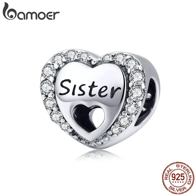 Bamoer-abalorio de plata de ley 925 con forma de corazón, accesorio para pulsera, collar, cuentas de Metal, fabricación de joyas, SCC1141