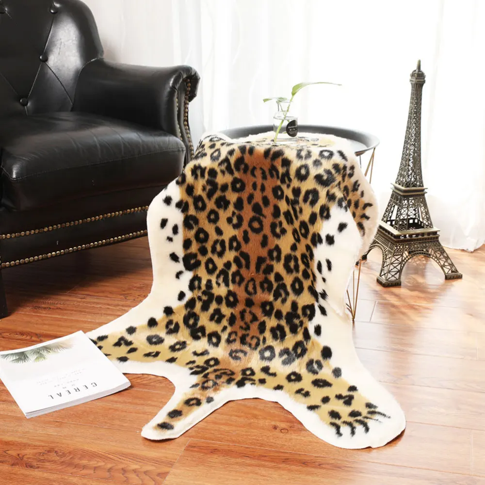 

Nordic Style Imitation Leopard Carpet Washable Rug Anti-Dirt Non Bedroom Living Room Mat Home Floor Pad