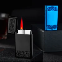 ultra thin straight into the red fmale plating lighter metal inflatable encendedores metal butane gas isqueiro gadgets for men