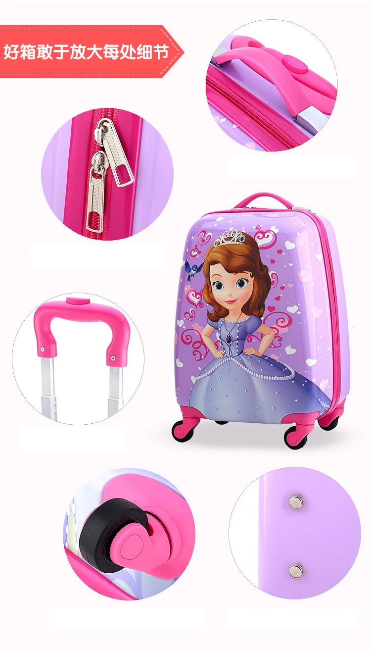 Children's Cartoon Suitcase Child Trolley Case Luggage Kids Schoolbags Travel Suitcase with Wheels 3D 18inch Case Kid's Toys Box