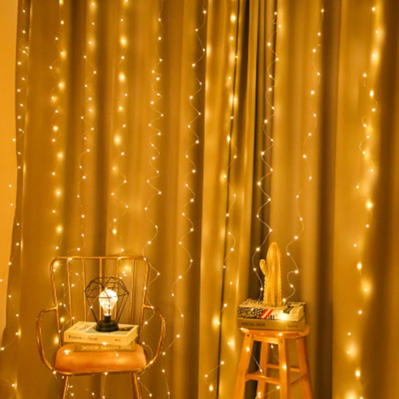 3x3M 300 LED Curtain Lights Christmas Wedding Decoration Outdoor Icicle String Light Xmas New Year Holiday | Дом и сад