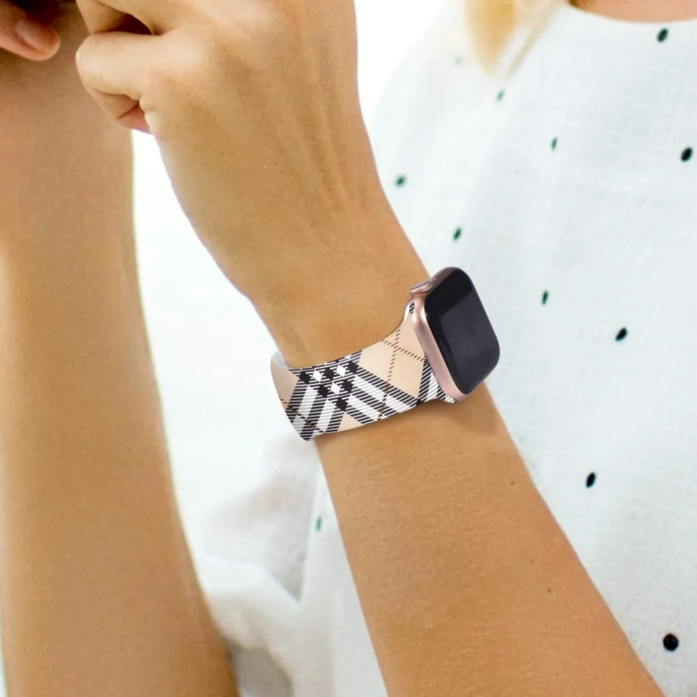 Ленты с цветами для Apple Watch 38 мм 40 мм 42 мм 44 мм, леопардовые силиконовые Печатные Сменные браслеты для iWatch серии 5 4 3 2