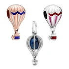 Бусины из серебра 925 пробы, синие, розовые, золотые, красные шармы с воздушным шаром, подходят для оригинальных браслетов Pandora, женские модные украшения сделай сам