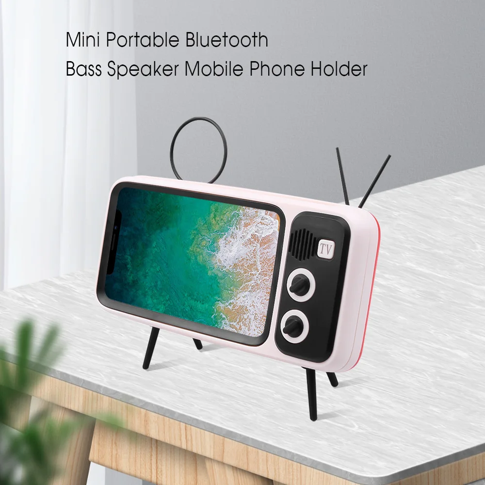 KEBIDU Портативный ретро Bluetooth динамик BT музыкальный плеер ТВ дизайн держатель