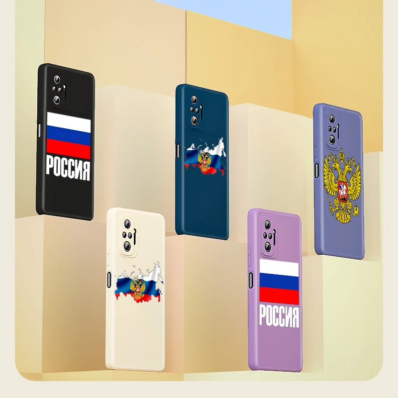 

Russian Flag Map for Xiaomi Redmi Note 10 10T 9 9T 8 8T 7 Pro Max 5G Luxury Liquid Silicone Soft Cover Phone Case