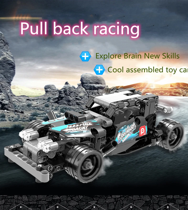 New Racing Sports Car Blocks For Children Pull Back Car Building Blocks Toys For Children DIY Assembly Bricks For Kids Gifts 