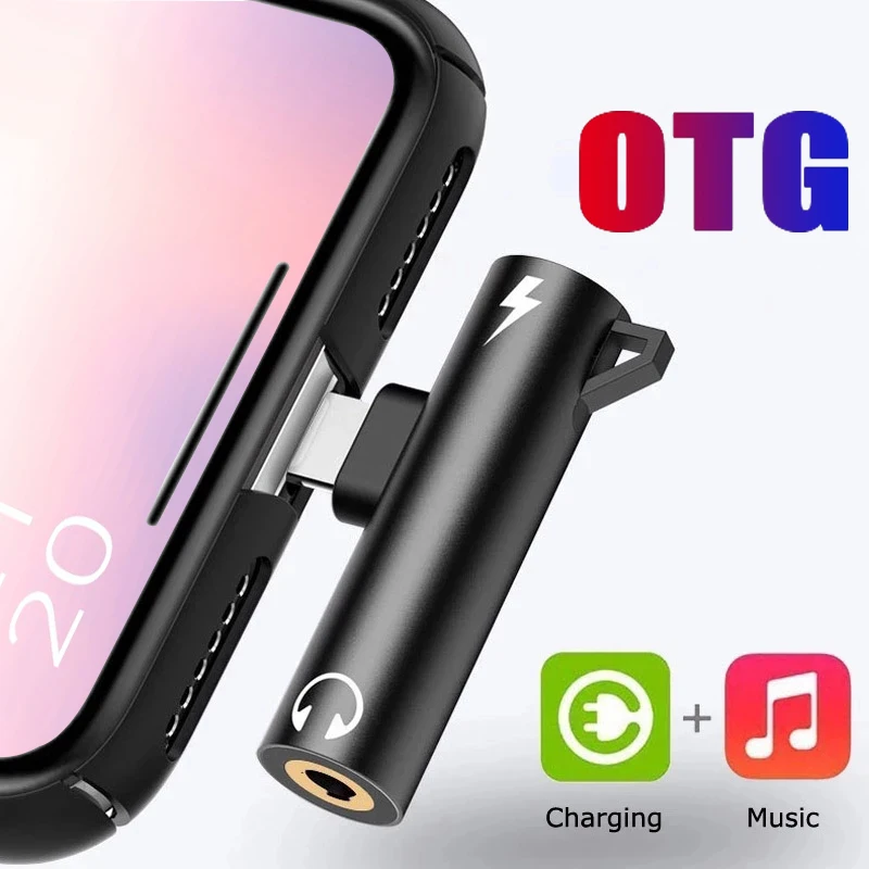 

2 IN 1 Audio Headphone Charging Dual Adapter Splitter For iPhone 12 11 XR XS Plus For 3.5mm Jack to Earphone AUX Cable Connector