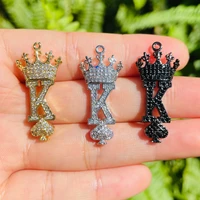 5pcs king of spades word charm for jewelry making zirconia micro pave letter pendant for men necklace design accessory handcraft